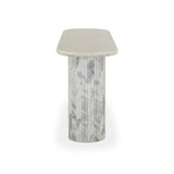 Italian-inspired for effortless sophistication. A swirling marble base is scalloped for a linear look with heavy texture, finished with a pill-shaped top for extra entryway styling atop this console table. Amethyst Home provides interior design, new home construction design consulting, vintage area rugs, and lighting in the Washington metro area.