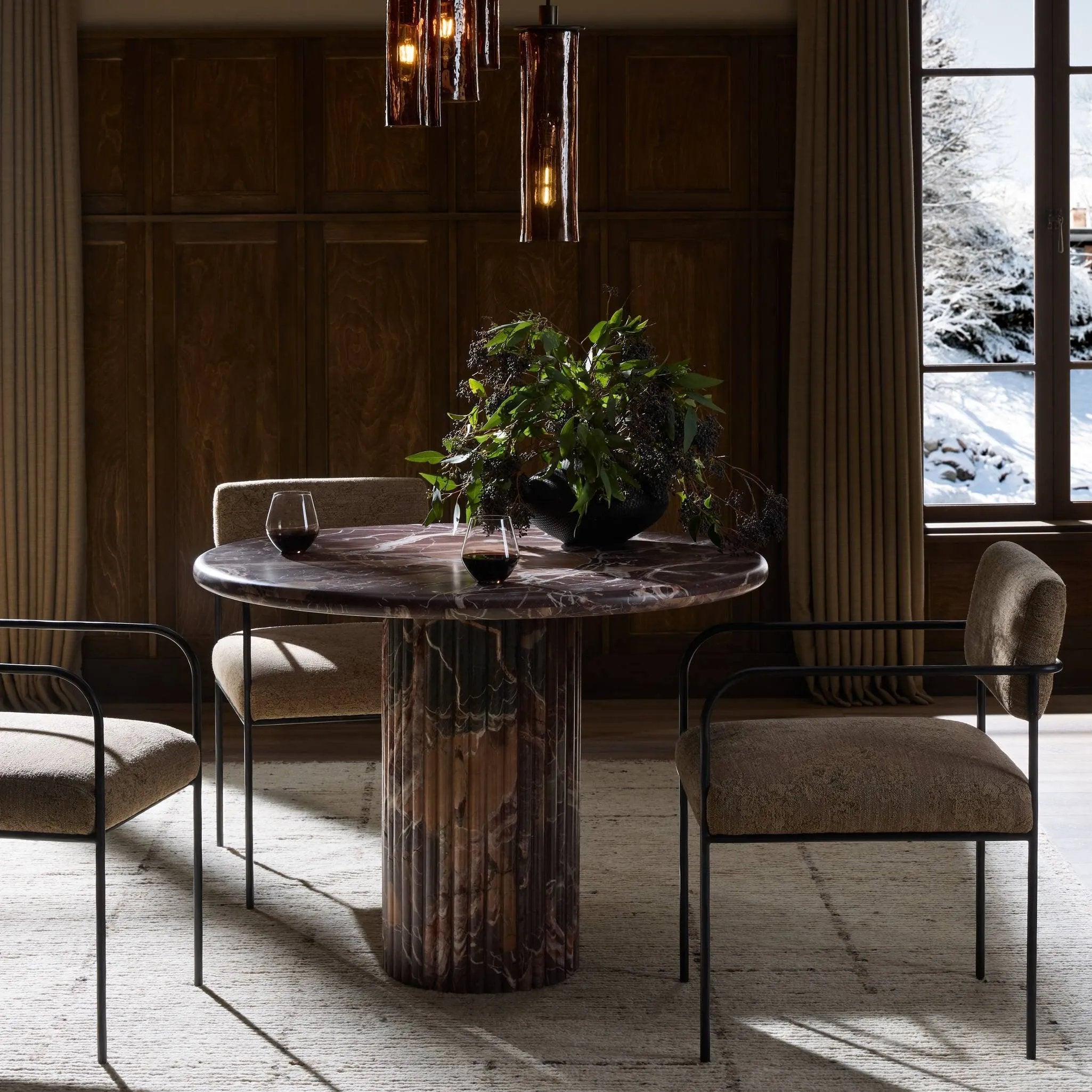 Oric Bistro Tabl Amethyst Home provides interior design, new home construction design consulting, vintage area rugs, and ligh