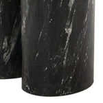 A material-driven piece inspired by post-modernism. A subtly organic round tabletop pairs with a swooped, sculptural pedestal base. Made from black marble for a striking, timeless look, with contrasting white veining playing up this piece's curves.As enthusiasts of luxe aesthetics at Amethyst, we love the designer inspired Oric Bistro Table. Amethyst Home provides interior design, new home construction design consulting, vintage area rugs, and lighting in the Monterey metro area.