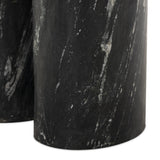 A material-driven piece inspired by post-modernism. A subtly organic round tabletop pairs with a swooped, sculptural pedestal base. Made from black marble for a striking, timeless look, with contrasting white veining playing up this piece's curves.As enthusiasts of luxe aesthetics at Amethyst, we love the designer inspired Oric Bistro Table. Amethyst Home provides interior design, new home construction design consulting, vintage area rugs, and lighting in the Monterey metro area.