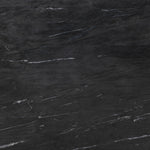 A material-driven piece inspired by post-modernism. A subtly organic round tabletop pairs with a swooped, sculptural pedestal base. Made from black marble for a striking, timeless look, with contrasting white veining playing up this piece's curves.As enthusiasts of luxe aesthetics at Amethyst, we love the designer inspired Oric Bistro Table. Amethyst Home provides interior design, new home construction design consulting, vintage area rugs, and lighting in the Washington metro area.