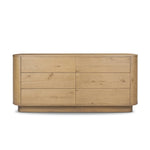 Light, worn oak forms a pedestal base, bringing gentle curves to a classic dresser shape. Six drawers bring spacious storage to the bedroom Amethyst Home provides interior design, new home construction design consulting, vintage area rugs, and lighting in the Monterey metro area.