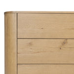 Light, worn oak forms a pedestal base, bringing gentle curves to a classic dresser shape. Six drawers bring spacious storage to the bedroom Amethyst Home provides interior design, new home construction design consulting, vintage area rugs, and lighting in the Winter Garden metro area.