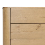 Light, worn oak forms a pedestal base, bringing gentle curves to a classic dresser shape. Six drawers bring spacious storage to the bedroom Amethyst Home provides interior design, new home construction design consulting, vintage area rugs, and lighting in the Winter Garden metro area.