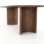 Featuring Paden Seasoned Brown Acacia Dining Table by Four Hands at Amethyst Home. A study in shape. Solid brown acacia forms crescent-shaped legs and sprawling oval tabletop, bringing organic presence to the dining room.Overall Dimensions: 94.00"w x 42.00"d x 30.00"hWeight : 139.33 lbsMaterials : Thin Acacia Veneer, Solid Acacia. Amethyst Home provides interior design, new home construction design consulting, vintage area rugs, and lighting in the San Diego metro area.