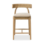 Mixed materials modernize this textural stool inspired by classic wishbone design. Natural sugar palm is cross-woven to create a seat and slim barrel back, all framed by smoked sungkai, with a cushion completing the look.As enthusiasts of wabi sabi materials at Amethyst, we love the nature inspired Pampa Counter Stool - Broadway Dune. Amethyst Home provides interior design, new home construction design consulting, vintage area rugs, and lighting in the Houston metro area.