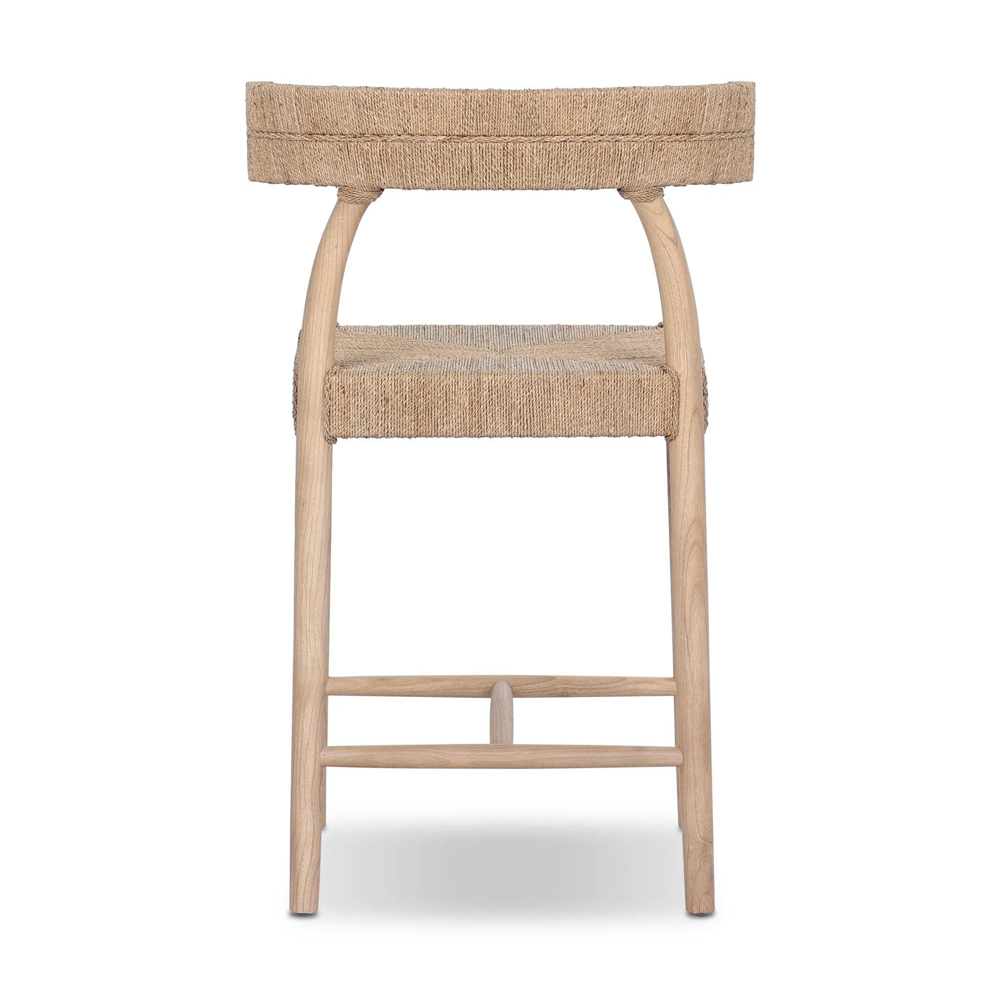 The classic wishbone chair gets a textural refresh. Smoked solid sungkai shapes a slim barrel back stool, pairing with a woven seat and back of natural sugar palm.As enthusiasts of organic modern aesthetics at Amethyst, we love the optimistic inspired Pampa Counter Stool - None - Smoked Natural Sungkai. Amethyst Home provides interior design, new home construction design consulting, vintage area rugs, and lighting in the Kansas City metro area.
