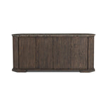 Mixed materials refresh the traditional sideboard, pairing a thick, wide base of dark brown acacia with brown marble rich with natural veining. Cylindrical details and a step base elevates the look. A spacious interior awaits storage of favorite serveware, table linens and more. Amethyst Home provides interior design, new home construction design consulting, vintage area rugs, and lighting in the Salt Lake City metro area.