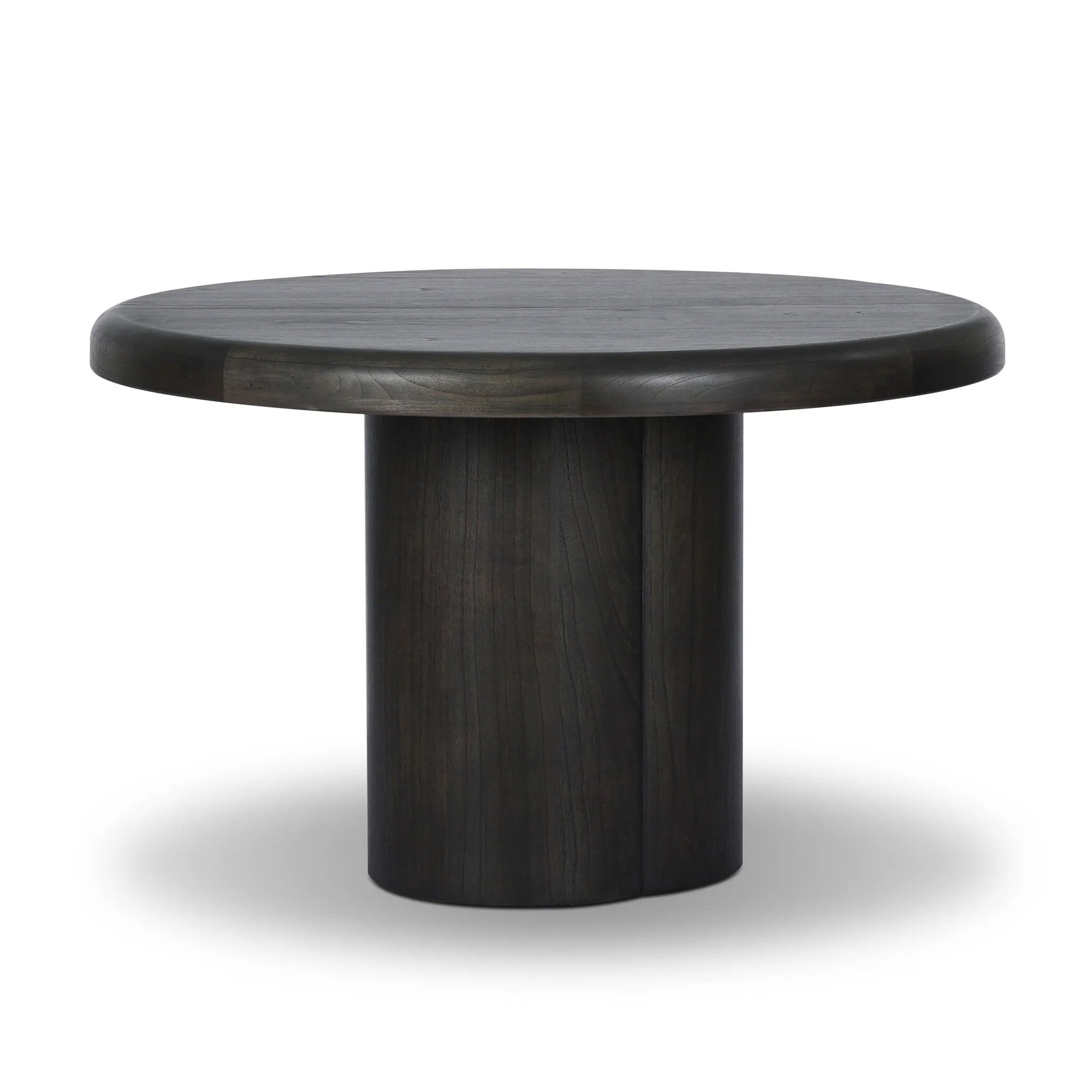 Make space for more guests with a rounded extension table of smoked black mindi, with beautiful visible graining. Inside the tabletop, a hidden mechanism allows for expansion from 48" to 68".As fans of organic modern design at Amethyst, we love the designer inspired Pemble Extension Dining Table - Smoked Black Mindi Veneer. Amethyst Home provides interior design, new home construction design consulting, vintage area rugs, and lighting in the Boston metro area.