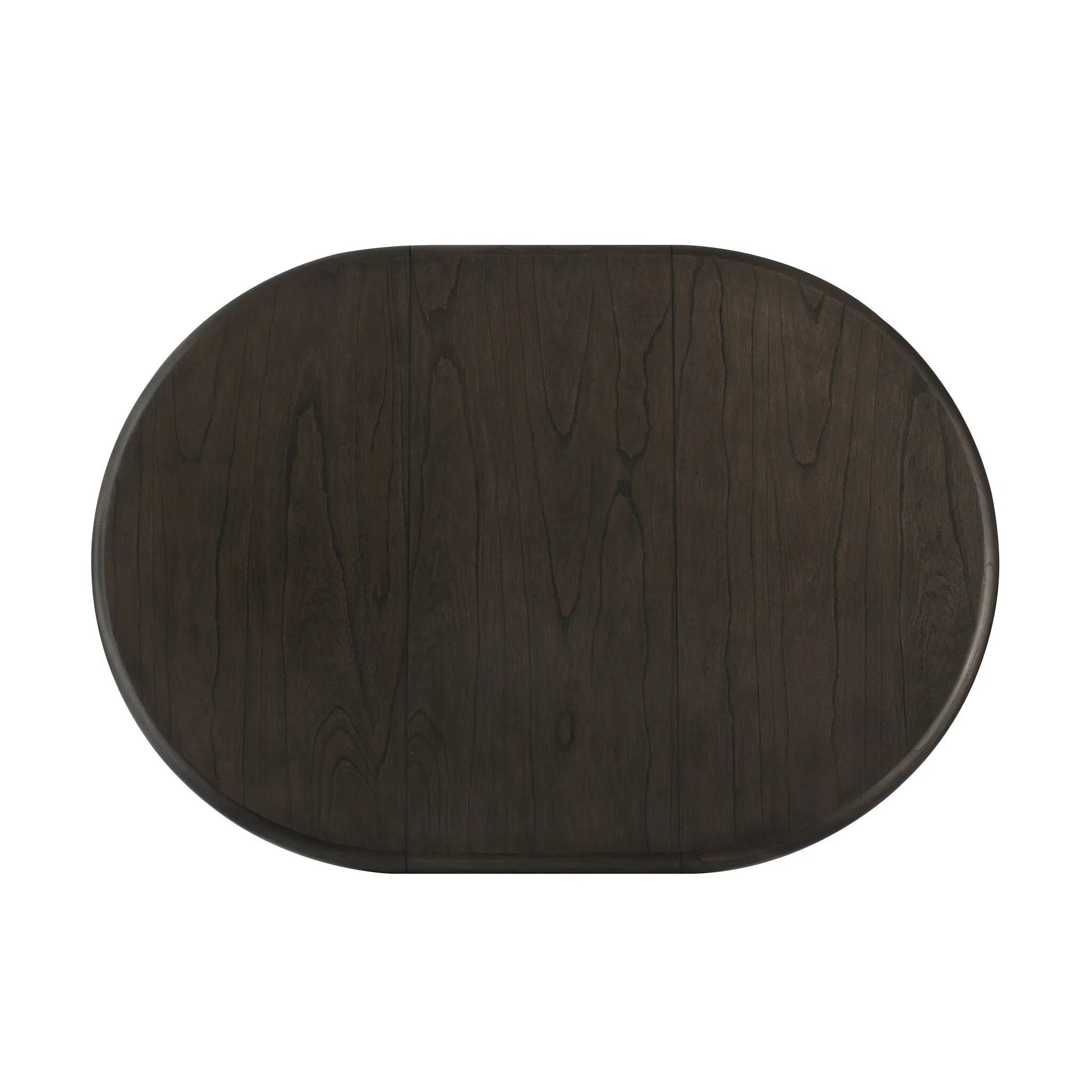 Make space for more guests with a rounded extension table of smoked black mindi, with beautiful visible graining. Inside the tabletop, a hidden mechanism allows for expansion from 48" to 68".As fans of organic modern design at Amethyst, we love the designer inspired Pemble Extension Dining Table - Smoked Black Mindi Veneer. Amethyst Home provides interior design, new home construction design consulting, vintage area rugs, and lighting in the Newport Beach metro area.