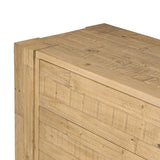 Beauty in simplicity. A clean, spacious six-drawer dresser of blonde-finished pine can be styled into a wide range of styles thanks to its neutral versatility Amethyst Home provides interior design, new home construction design consulting, vintage area rugs, and lighting in the Kansas City metro area.