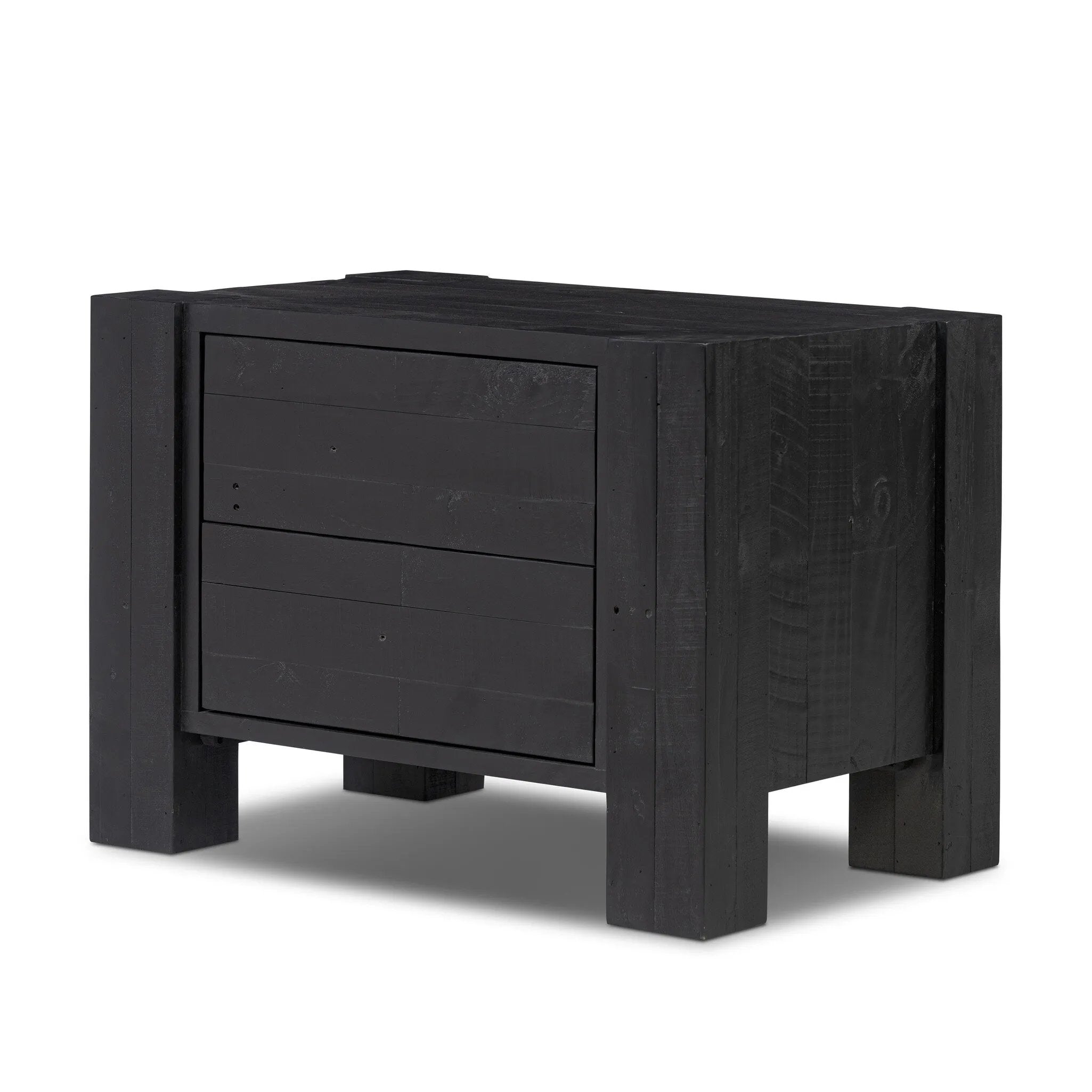 Beauty in simplicity. A clean cube of aged black-finished pine can be styled into a wide range of styles and spaces Amethyst Home provides interior design, new home construction design consulting, vintage area rugs, and lighting in the Nashville metro area.