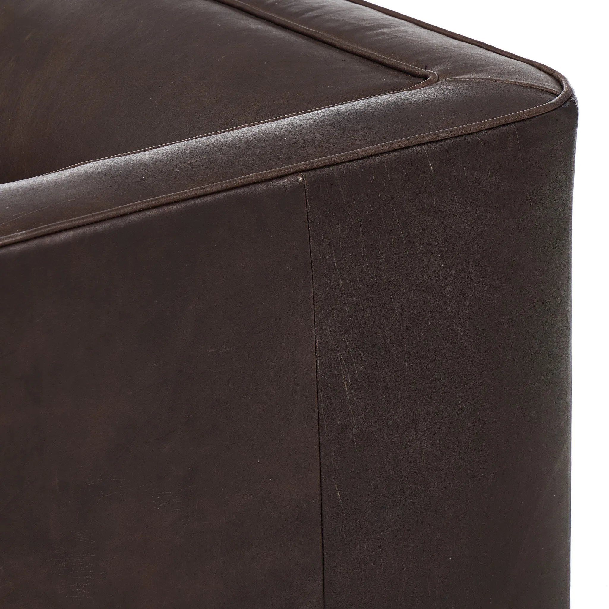 Featuring Phillip Heirloom Cigar Swivel Chair by Four Hands at Amethyst Home. Experience ultimate comfort and versatility with our Phillip Heirloom Cigar Swivel Chair. With its smooth swivel mechanism, you can easily pivot to your desired position. 
Overall Dimensions: 36.0" L x 33.5 " W x 28.0" H
Materials: Top Grain Leather, Pine Plywood, Solid PineWeigh. Amethyst Home provides interior design, new home construction design consulting, vintage area rugs, and lighting in the Scottsdale metro area.