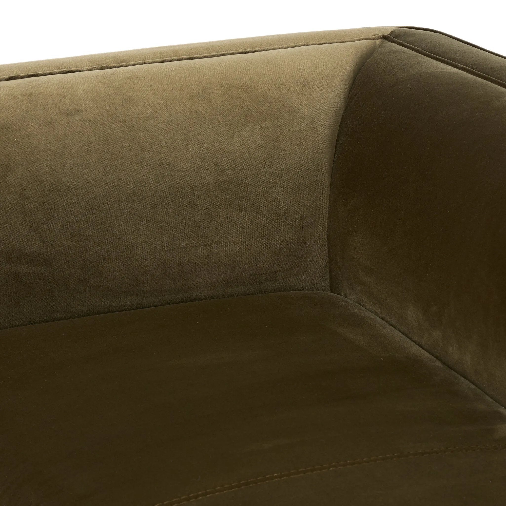 Featuring Phillip Left Arm Facing 2-Piece Sectional by Four Hands at Amethyst Home. A clean, angular sectional in an eye-catching color. Upholstered in an olive cotton blend, with blind stitching along the seat and back cushions. The slight pronounced seat cushion creates an illusion of being loose, but is actually a fixed cushion with expert tailoring. A pipi. Amethyst Home provides interior design, new home construction design consulting, vintage area rugs, and lighting in the Austin metro area.