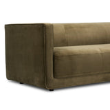 Featuring Phillip Left Arm Facing 2-Piece Sectional by Four Hands at Amethyst Home. A clean, angular sectional in an eye-catching color. Upholstered in an olive cotton blend, with blind stitching along the seat and back cushions. The slight pronounced seat cushion creates an illusion of being loose, but is actually a fixed cushion with expert tailoring. A . Amethyst Home provides interior design, new home construction design consulting, vintage area rugs, and lighting in the Des Moines metro area.