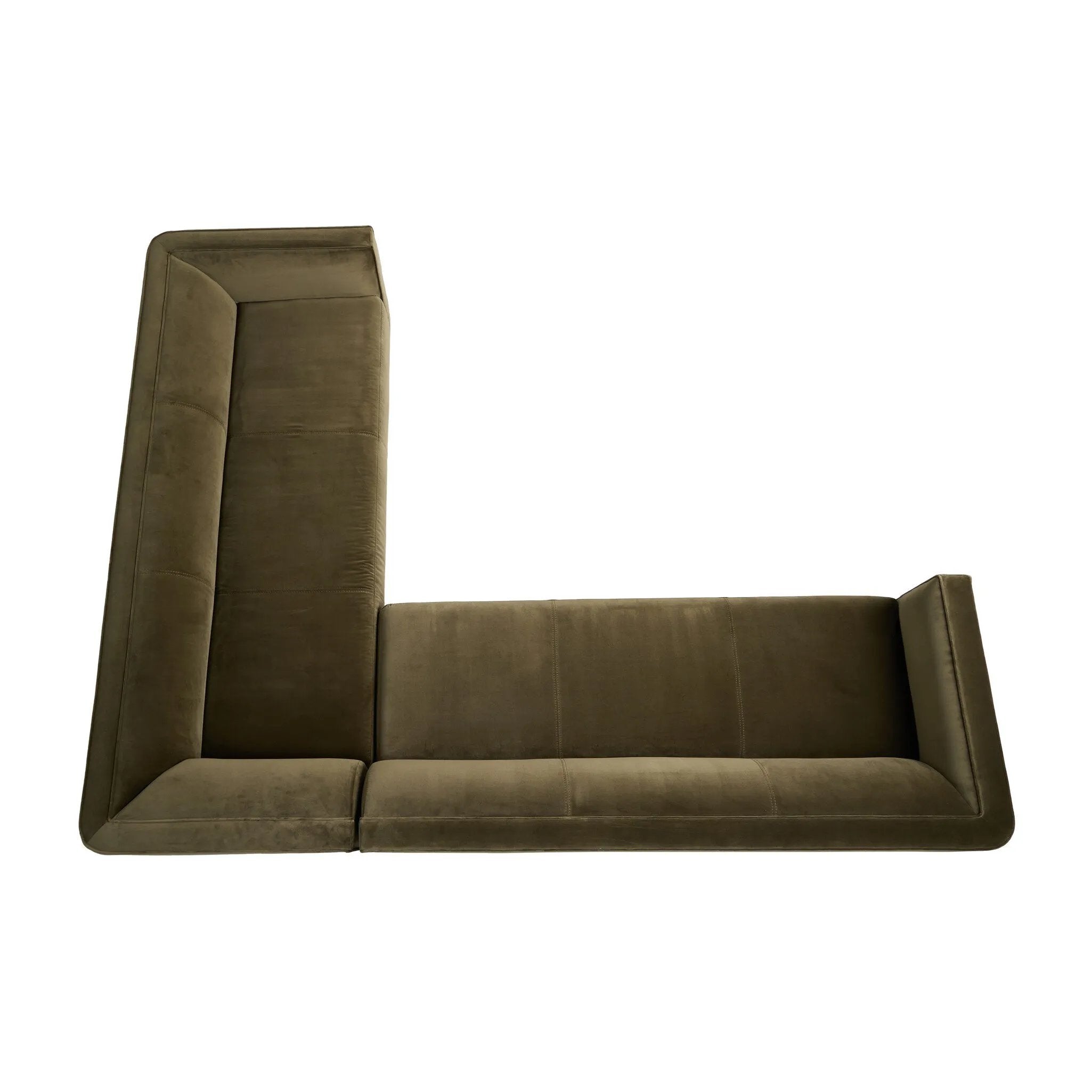 Featuring Phillip Left Arm Facing 2-Piece Sectional by Four Hands at Amethyst Home. A clean, angular sectional in an eye-catching color. Upholstered in an olive cotton blend, with blind stitching along the seat and back cushions. The slight pronounced seat cushion creates an illusion of being loose, but is actually a fixed cushion with expert tailoring. A . Amethyst Home provides interior design, new home construction design consulting, vintage area rugs, and lighting in the Scottsdale metro area.