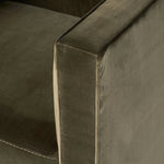 Featuring Phillip Surrey Olive Swivel Chair by Four Hands at Amethyst Home. Style meets substance in this olive cotton-blend swivel chair. Blind stitching along the seat and back cushions create a polished complement to the heritage frame. The slight pronounced seat cushion creates an illusion of being loose, but is actually a fixed cushion with expert ta. Amethyst Home provides interior design, new home construction design consulting, vintage area rugs, and lighting in the Kansas City metro area.