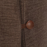 This versatile campaign-inspired piece suits any bedroom. A simple square frame shows off tailored modern upholstery of a brown flax/linen fabric, complemented by leather button closure details.As fans of clean style at Amethyst, we love the optimistic inspired Phoebe Bed. Amethyst Home provides interior design, new home construction design consulting, vintage area rugs, and lighting in the Houston metro area.