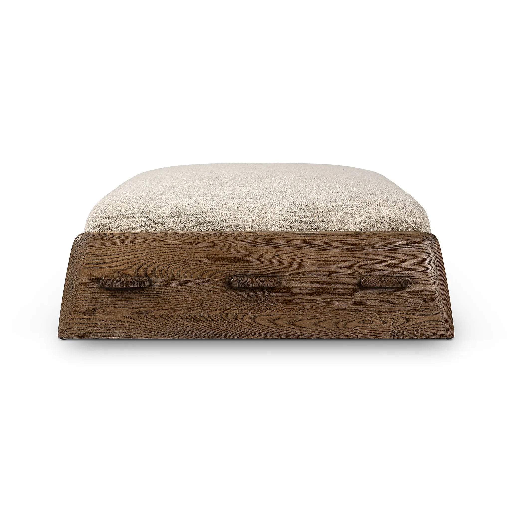 Featuring Pietro Yuma Cream Cocktail Ottoman by Four Hands at Amethyst Home. Place this round ottoman just about anywhere for a subtle retro vibe. Upholstered in a faux Mongolian shearling with a high pile fur. Parawood legs are wirebrushed for a warm, vintage feel.Overall Dimensions: 69.50"w x 40.00"d x 15.00"hWeight : 81.02 lbsMaterials: 96% Polyester, 4%. Amethyst Home provides interior design, new home construction design consulting, vintage area rugs, and lighting in the San Diego metro area.