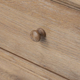 A classic chest stores in everlasting style. Crafted with heavy weathered oak with natural cracks and graining, the front has beading around the drawers for an heirloom appeal. It's finished in a tonal brown, with turned wood hardware Amethyst Home provides interior design, new home construction design consulting, vintage area rugs, and lighting in the Laguna Beach metro area.
