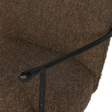 Work in comfort and style with this texture-driven desk chair. Black hammered and forged iron arms frame a seat and back upholstered in a textured weave  fabric. Performance fabrics are specially created to withstand spills, stains, high traffic and wear, ensuring long-term comfort and unmatched durability. Amethyst Home provides interior design, new home construction design consulting, vintage area rugs, and lighting in the Newport Beach metro area.