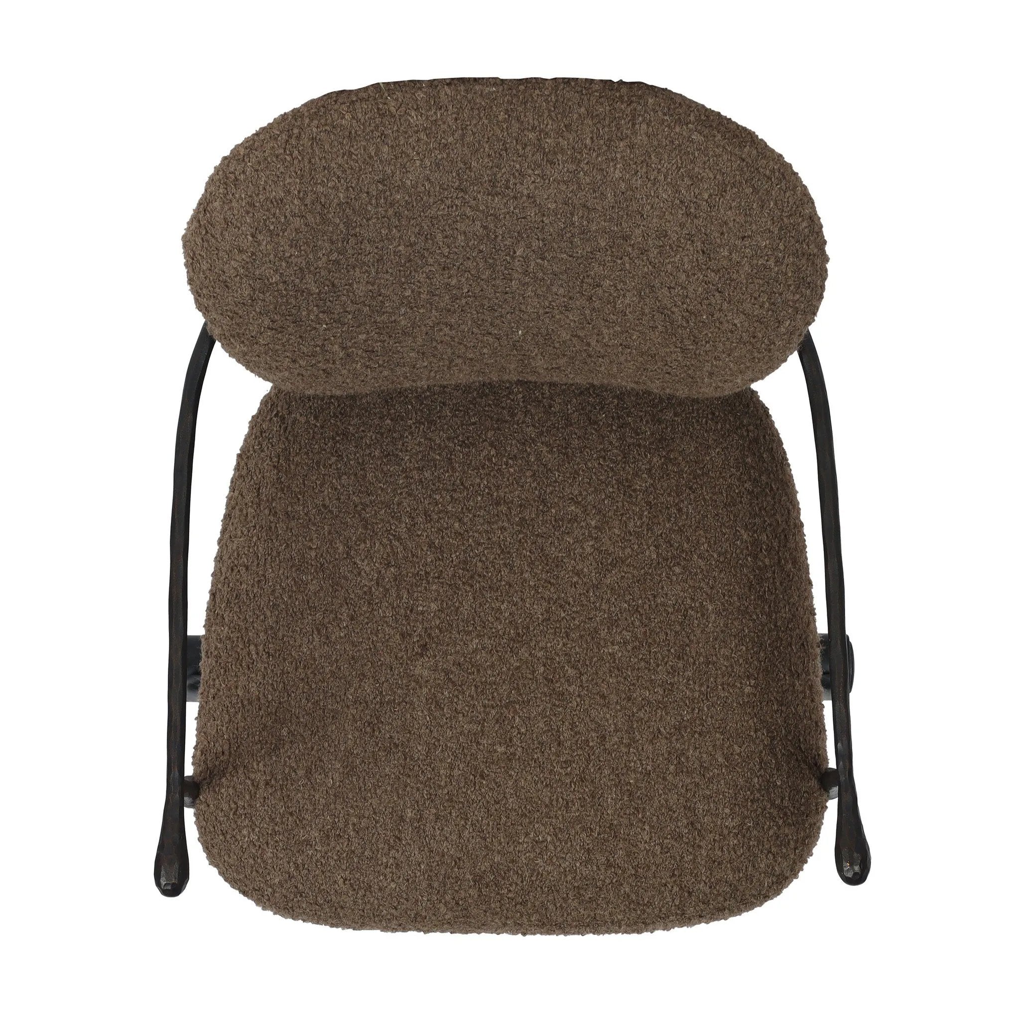 Work in comfort and style with this texture-driven desk chair. Black hammered and forged iron arms frame a seat and back upholstered in a textured weave  fabric. Performance fabrics are specially created to withstand spills, stains, high traffic and wear, ensuring long-term comfort and unmatched durability. Amethyst Home provides interior design, new home construction design consulting, vintage area rugs, and lighting in the Seattle metro area.