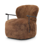 Make a statement with this texture-driven swivel chair. Made from 100% sheared sheepskin. For a unique design detail, black iron arms wrap around the back of the chair and have been hammered for even more texture. A 360-swivel base is inset for a clean look. Amethyst Home provides interior design, new home construction design consulting, vintage area rugs, and lighting in the Tampa metro area.