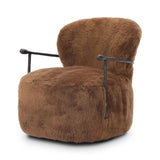 Make a statement with this texture-driven swivel chair. Made from 100% sheared sheepskin. For a unique design detail, black iron arms wrap around the back of the chair and have been hammered for even more texture. A 360-swivel base is inset for a clean look. Amethyst Home provides interior design, new home construction design consulting, vintage area rugs, and lighting in the Tampa metro area.