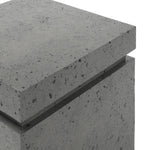 This outdoor propane tank enclosure pairs with fire tables for a clean, seamless look. Made from glass-reinforced concrete, each piece is naturally finished with deep tones of pewter and dark grey. It can act as an end table with its lid on, and has cutouts at the base for hose attachments. Amethyst Home provides interior design, new home construction design consulting, vintage area rugs, and lighting in the Des Moines metro area.