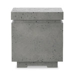 This outdoor propane tank enclosure pairs with fire tables for a clean, seamless look. Made from glass-reinforced concrete, each piece is naturally finished with deep tones of pewter and dark grey. It can act as an end table with its lid on, and has cutouts at the base for hose attachments. Amethyst Home provides interior design, new home construction design consulting, vintage area rugs, and lighting in the Winter Garden metro area.