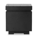 This outdoor propane tank enclosure pairs with fire tables for a clean, seamless look. Made from glass-reinforced concrete, each piece is naturally finished with deep tones of charcoal. It can act as an end table with its lid on, and has cutouts at the base for hose attachments. Cover or store indoors during inclement weather and when not in use. Amethyst Home provides interior design, new home construction design consulting, vintage area rugs, and lighting in the Des Moines metro area.