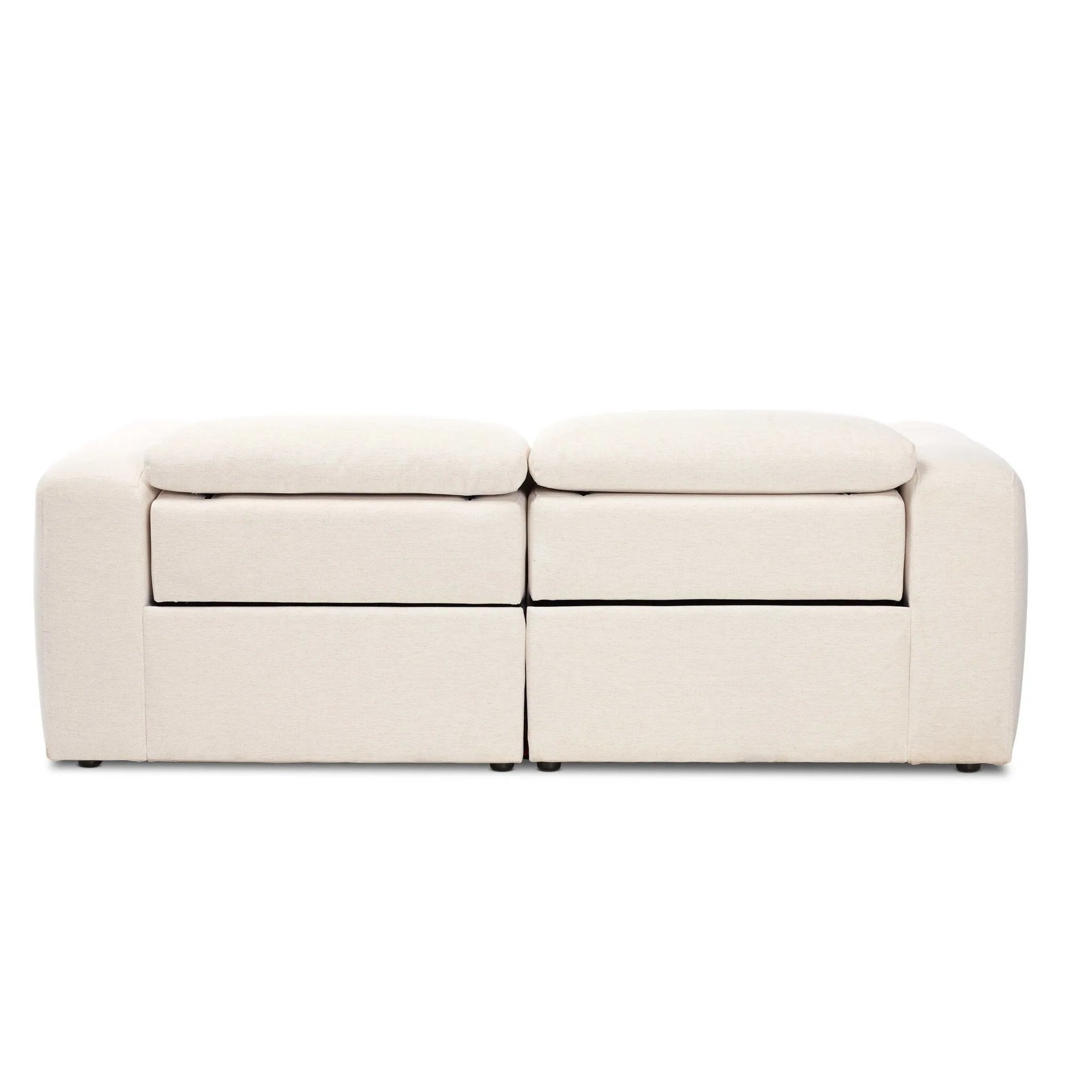 A modern take on the classic recliner. Customize your comfort level with the push of hidden buttons with pieces in our Power Motion collection. Sectional features wide arms with a medium to supportive sit and seat height, plus an adjustable headrest. Zero-clearance design means the sectional can be placed up against a wall. Amethyst Home provides interior design, new home construction design consulting, vintage area rugs, and lighting in the Boston metro area.