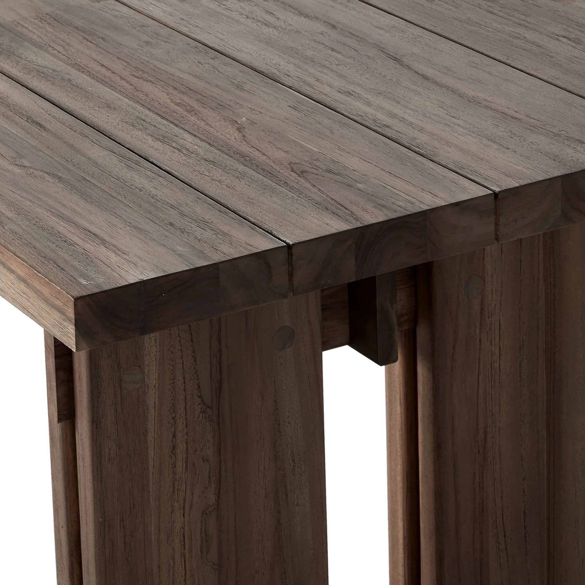 Featuring Railay Stained Toasted Brown Outdoor Dining Table by Four Hands at Amethyst Home. Expertly crafted with durability in mind, the Railay Stained Toasted Brown Outdoor Dining Table offers the perfect blend of style and functionality. With its sturdy design and ample surface space, this dining table is perfect for outdoor gatherings and meals with friend. Amethyst Home provides interior design, new home construction design consulting, vintage area rugs, and lighting in the Austin metro area.