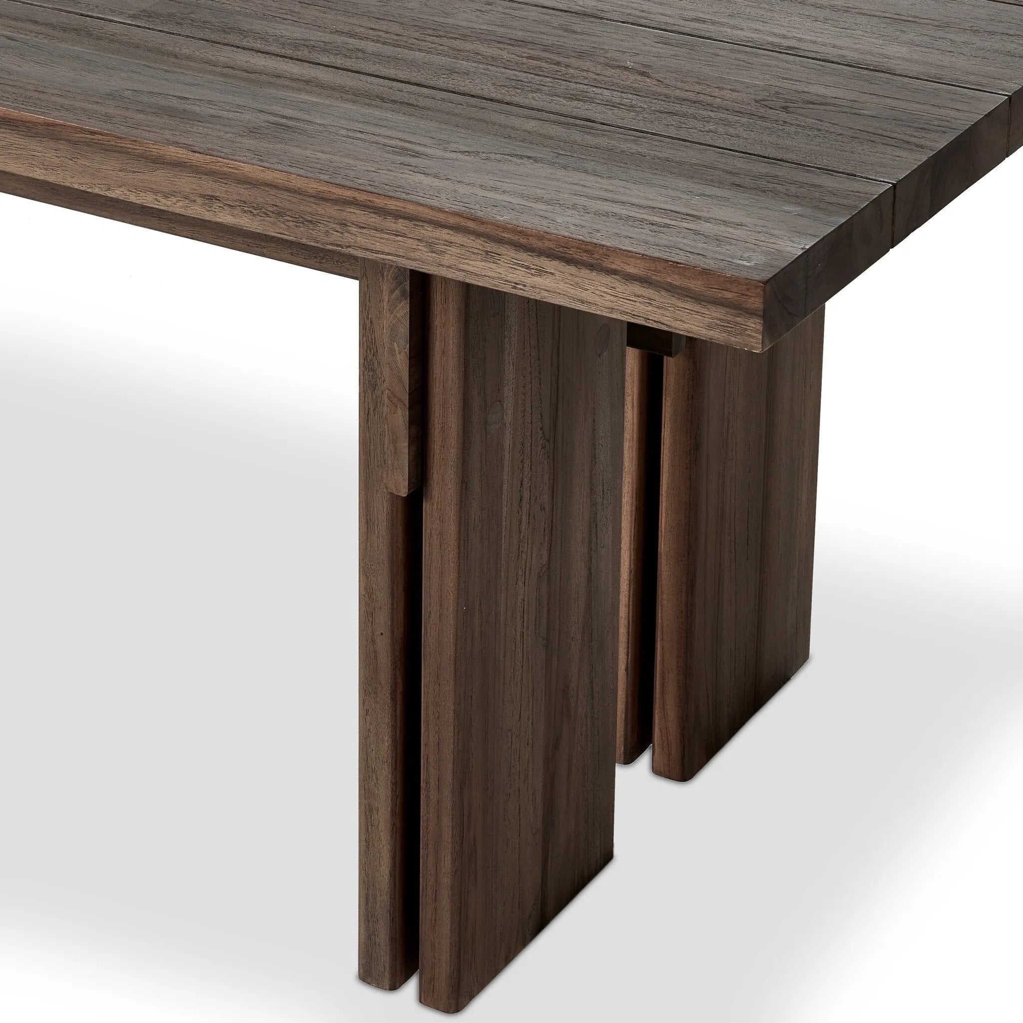 Featuring Railay Stained Toasted Brown Outdoor Dining Table by Four Hands at Amethyst Home. Expertly crafted with durability in mind, the Railay Stained Toasted Brown Outdoor Dining Table offers the perfect blend of style and functionality. With its sturdy design and ample surface space, this dining table is perfect for outdoor gatherings and meals with frie. Amethyst Home provides interior design, new home construction design consulting, vintage area rugs, and lighting in the Monterey metro area.