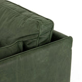 Featuring Reese Eden Sage Sofa by Four Hands at Amethyst Home. Effortlessly on-trend. Two-cushion seating of sage top-grain leather, with knife-edge pillows and welted track arms. Almond-finished legs taper for a modern touch atop mid-century influence.Overall Dimensions: 76.00"w x 35.00"d x 32.75"hWeight : 110.89 lbsMaterials: Top Grain Leather, Poplar Ply. Amethyst Home provides interior design, new home construction design consulting, vintage area rugs, and lighting in the Park City metro area.
