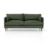 Featuring Reese Eden Sage Sofa by Four Hands at Amethyst Home. Effortlessly on-trend. Two-cushion seating of sage top-grain leather, with knife-edge pillows and welted track arms. Almond-finished legs taper for a modern touch atop mid-century influence.Overall Dimensions: 76.00"w x 35.00"d x 32.75"hWeight : 110.89 lbsMaterials: Top Grain Leather, Poplar. Amethyst Home provides interior design, new home construction design consulting, vintage area rugs, and lighting in the Winter Garden metro area.