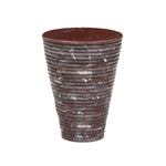 An elevated, modern addition to any room, this cone-shaped end table of solid marble features stacked reeding for a look of continuous movement.As enthusiasts of wabi sabi aesthetics at Amethyst, we love the nature inspired Reeves Large End Table - Cordovan Marble. Amethyst Home provides interior design, new home construction design consulting, vintage area rugs, and lighting in the Salt Lake City metro area.