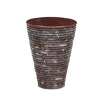 An elevated, modern addition to any room, this cone-shaped end table of solid marble features stacked reeding for a look of continuous movement.As enthusiasts of wabi sabi aesthetics at Amethyst, we love the nature inspired Reeves Large End Table - Cordovan Marble. Amethyst Home provides interior design, new home construction design consulting, vintage area rugs, and lighting in the Scottsdale metro area.