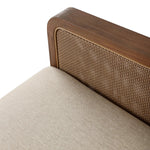 Softness is the story of this mixed material outdoor chair. With thick, sink-in cushioning and a loose pillow on the seatback, the silhouette comes together with a barrel-shaped, FSC®-certified teak frame featuring a crosshatch cane panel. Cover or store inside during inclement weather and when not in use. Amethyst Home provides interior design, new home construction design consulting, vintage area rugs, and lighting in the Austin metro area.
