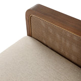 Softness is the story of this mixed material outdoor chair. With thick, sink-in cushioning and a loose pillow on the seatback, the silhouette comes together with a barrel-shaped, FSC®-certified teak frame featuring a crosshatch cane panel. Cover or store inside during inclement weather and when not in use. Amethyst Home provides interior design, new home construction design consulting, vintage area rugs, and lighting in the Austin metro area.