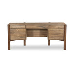 Featuring Reza Smoked Honey Desk by Four Hands at Amethyst Home. Midcentury meets Shaker. Made from solid acacia and finished in a light, smoked honey, with an arched cradle base. Vary-sized drawers bring generous storage space to the home office.Overall Dimensions: 70.00"w x 32.00"d x 30.25"hWeight : 194.12 lbsMaterials: Solid Parawood, Solid Acacia, Brass. Amethyst Home provides interior design, new home construction design consulting, vintage area rugs, and lighting in the Nashville metro area.