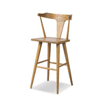 Featuring Ripley Sandy Oak Bar + Counter Stool by Four Hands at Amethyst Home. A fresh, bar-style take on mid-century Windsor seating, featuring a bowed, sculptural silhouette and soft black finish to highlight the natural grain of weathered oak.Bar StoolOverall Dimensions: 20.50"w x 20.50"d x 42.50"hWeight: 17.64 lbsCounter StoolOverall Dimensions: 20.50"w x 2. Amethyst Home provides interior design, new home construction design consulting, vintage area rugs, and lighting in the Omaha metro area.