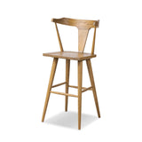 Featuring Ripley Sandy Oak Bar + Counter Stool by Four Hands at Amethyst Home. A fresh, bar-style take on mid-century Windsor seating, featuring a bowed, sculptural silhouette and soft black finish to highlight the natural grain of weathered oak.Bar StoolOverall Dimensions: 20.50"w x 20.50"d x 42.50"hWeight: 17.64 lbsCounter StoolOverall Dimensions: 20.50"w x 2. Amethyst Home provides interior design, new home construction design consulting, vintage area rugs, and lighting in the Omaha metro area.