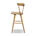 Featuring Ripley Sandy Oak Bar + Counter Stool by Four Hands at Amethyst Home. A fresh, bar-style take on mid-century Windsor seating, featuring a bowed, sculptural silhouette and soft black finish to highlight the natural grain of weathered oak.Bar StoolOverall Dimensions: 20.50"w x 20.50"d x 42.50"hWeight: 17.64 lbsCounter StoolOverall Dimensions: 20.50". Amethyst Home provides interior design, new home construction design consulting, vintage area rugs, and lighting in the Washington metro area.