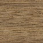 Rounded, chunky dowel legs in an amber oak finish frame the tan top-grain leather headboard of this simple-but-striking bed frame Amethyst Home provides interior design, new home construction design consulting, vintage area rugs, and lighting in the San Diego metro area.