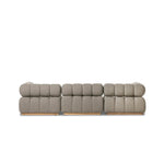Featuring Roma Alessi Fawn Outdoor 3-Piece Sectional by Four Hands at Amethyst Home. A modern take on mid-century Italian design, soft volume and exaggerated proportions fuse for a sculpted look and playful feel. Atop a plinth-style teak base, outdoor-friendly three-piece sectional with ottoman features dramatic tufting for a padded sit, indoors and out. Cover . Amethyst Home provides interior design, new home construction design consulting, vintage area rugs, and lighting in the Tampa metro area.