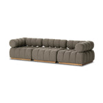 Featuring Roma Alessi Fawn Outdoor 3-Piece Sectional by Four Hands at Amethyst Home. A modern take on mid-century Italian design, soft volume and exaggerated proportions fuse for a sculpted look and playful feel. Atop a plinth-style teak base, outdoor-friendly three-piece sectional with ottoman features dramatic tufting for a padded sit, indoors and out. C. Amethyst Home provides interior design, new home construction design consulting, vintage area rugs, and lighting in the Washington metro area.