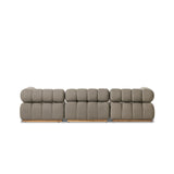 Featuring Roma Alessi Fawn Outdoor 3-Piece Sectional by Four Hands at Amethyst Home. A modern take on mid-century Italian design, soft volume and exaggerated proportions fuse for a sculpted look and playful feel. Atop a plinth-style teak base, outdoor-friendly three-piece sectional with ottoman features dramatic tufting for a padded sit, indoors and out. Amethyst Home provides interior design, new home construction design consulting, vintage area rugs, and lighting in the Winter Garden metro area.