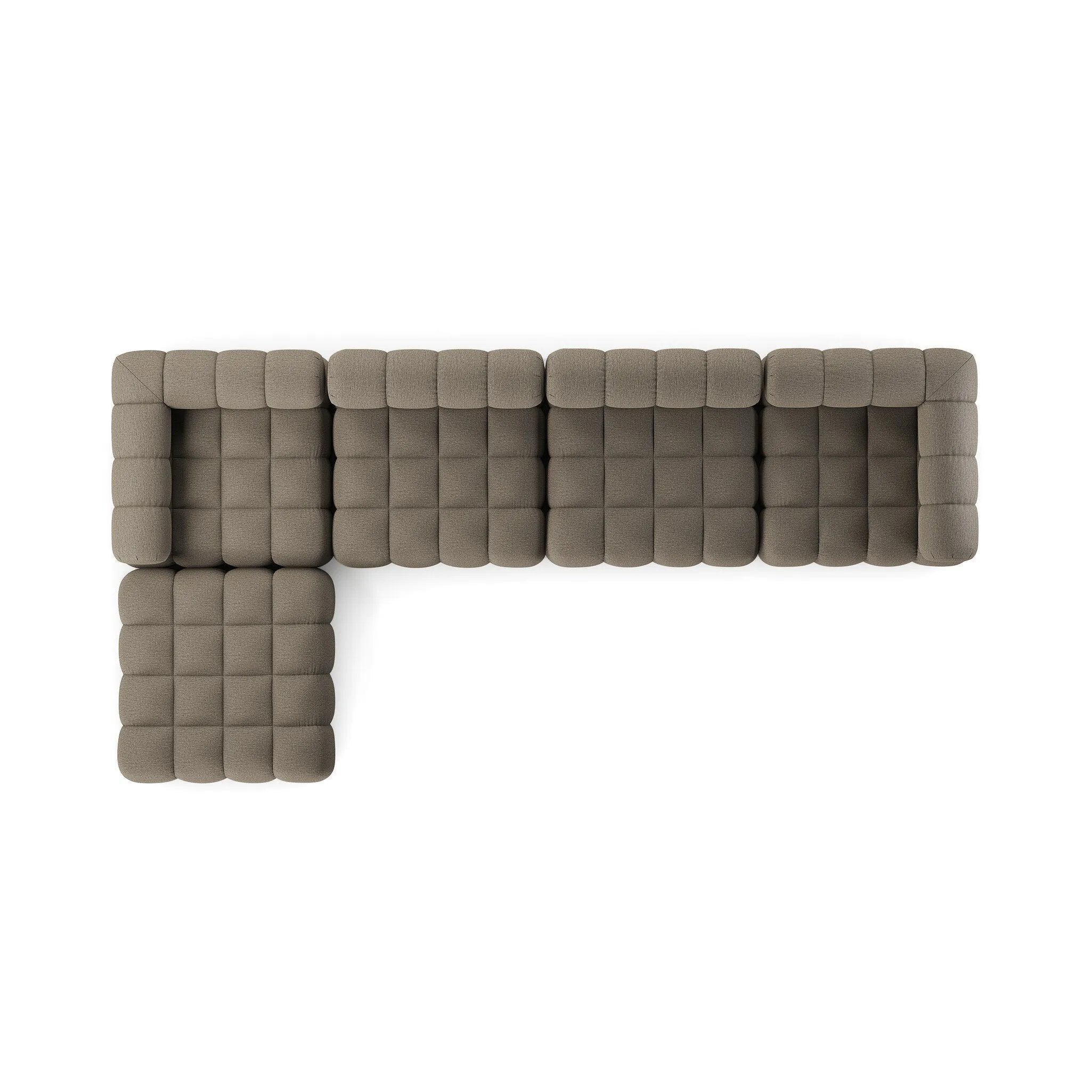 Featuring Roma Alessi Fawn Outdoor 4-Piece Sectional by Four Hands at Amethyst Home. A modern take on mid-century Italian design, soft volume and exaggerated proportions fuse for a sculpted look and playful feel. Atop a plinth-style teak base, outdoor-friendly four-piece sectional features dramatic tufting for a padded sit, indoors and out. Sustainably. Amethyst Home provides interior design, new home construction design consulting, vintage area rugs, and lighting in the Salt Lake City metro area.