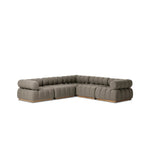 Featuring Roma Alessi Fawn Outdoor 5-Piece Sectional by Four Hands at Amethyst Home. A modern take on mid-century Italian design, soft volume and exaggerated proportions fuse for a sculpted look and playful feel. Atop a plinth-style teak base, outdoor-friendly five-piece sectional features dramatic tufting for a padded sit, indoors and out. Sustainably. Amethyst Home provides interior design, new home construction design consulting, vintage area rugs, and lighting in the Salt Lake City metro area.